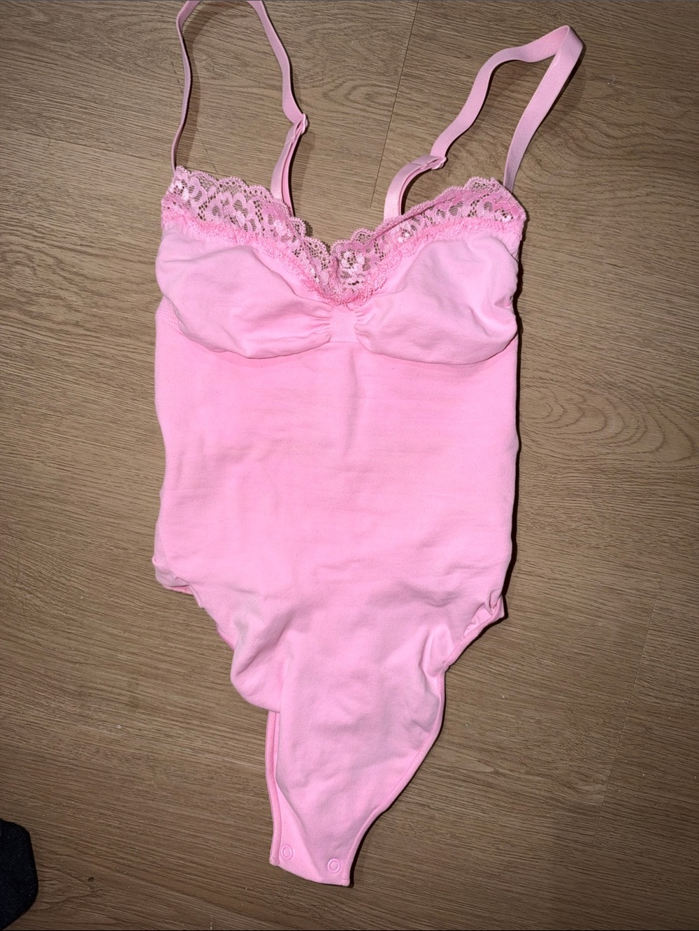 Skims Pink Lace-Trim Bodysuit